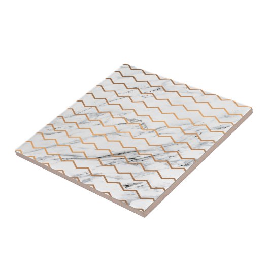 Marmer & Golden Chevron Tegeltje (Zijkant)