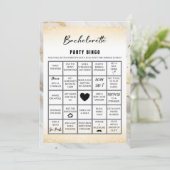Marmer Goud Bachelorette Bingo Party Spel Kaart (Staand voorkant)