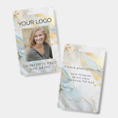 Marmer Goud Blauw Medewerker Logo Foto ID Badge (Front & Back)