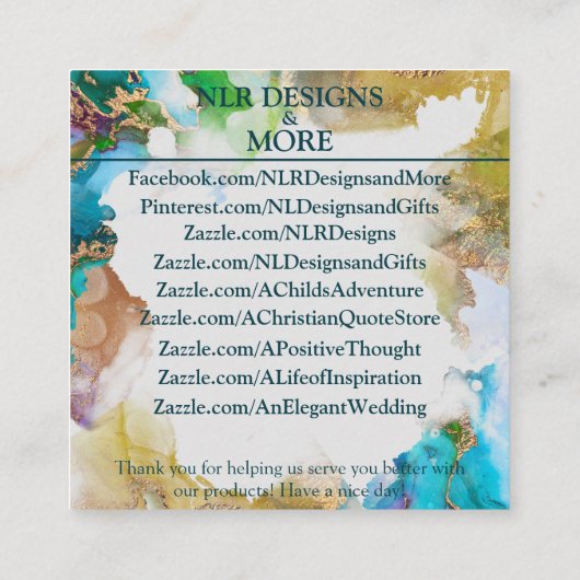 Marmer Goud Blauw Paarse Multipurpose Vierkante Visitekaartje (Achterkant)