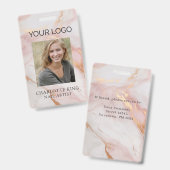 Marmer Goud Blush Roze LogoMedewerker Foto ID Badg Badge (Front & Back)