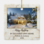 Marmer Goud Eerste Eigen Huis Foto Keramisch Ornament (Achterkant)