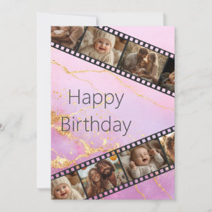 Marmer & Goud Film Strip Foto Happy Birthday Kaart