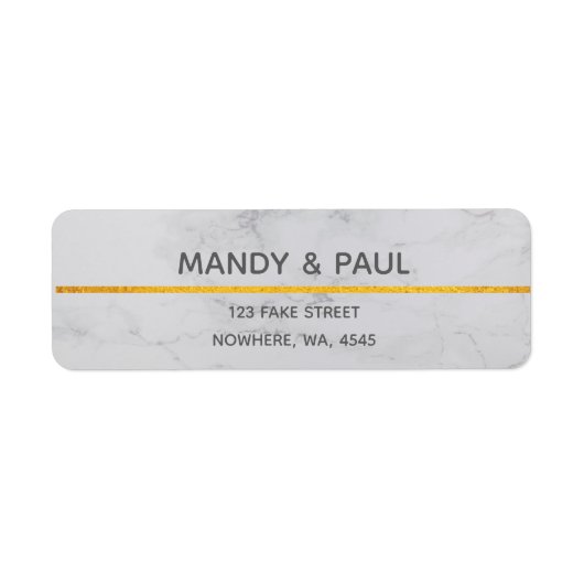 Marmer & Goud Foto Verjaardag Etiket (Voorkant)