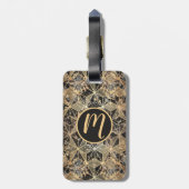 Marmer & Goud Geometrisch Patroon Bagagelabel (Achterkant verticaal)