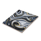 marmer, goud, grijs, oud, wit, bleek blauw, modern tegeltje (Zijkant)