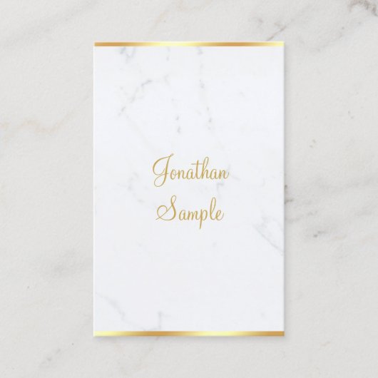 Marmer Goud Handgeschreven Script Elegant Modern Visitekaartje (Voorkant)