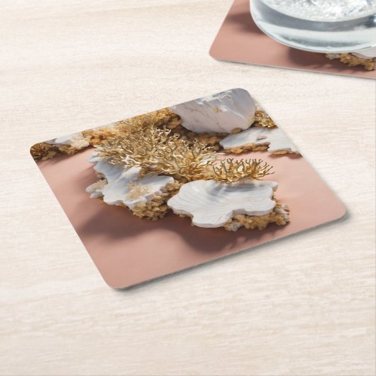 Marmer & Goud Koraal Haven Onderzetters (Schuin)