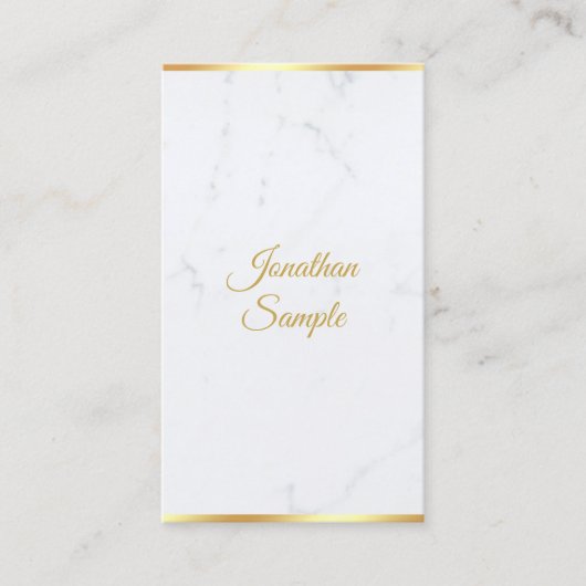 Marmer Goud Modern Handgeschreven Script Sjabloon Visitekaartje (Voorkant)