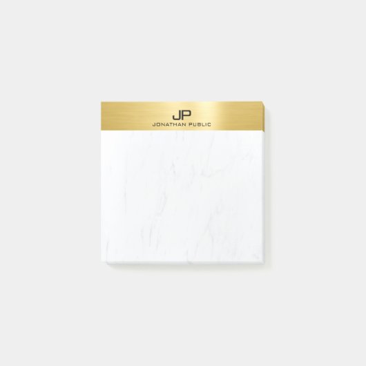 Marmer & Goud Modern Monogram Initiaal Sjabloon Post-it® Notes (Voorkant)