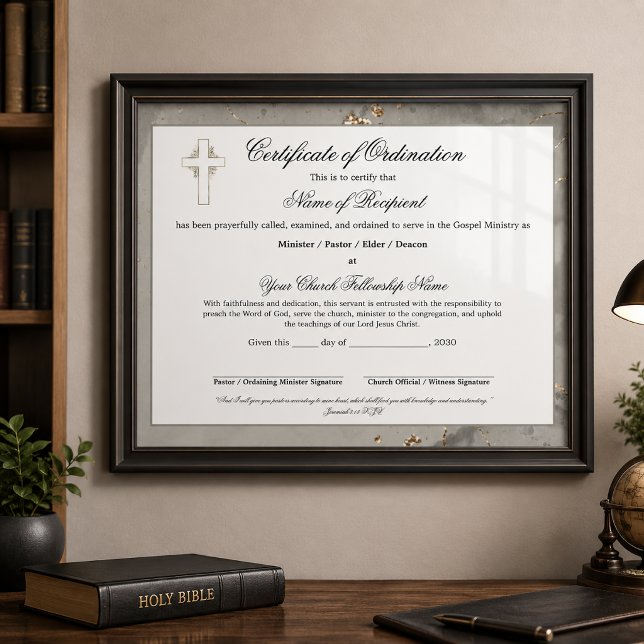 Marmer & Goud Ouderling Certificaat van Opleiding (The foil/metal details in this product are simulated in the artwork, no metal is used in product.)
