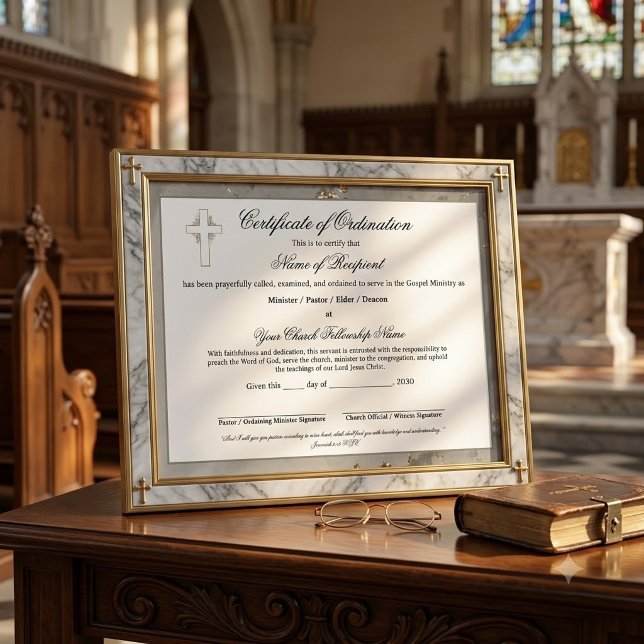 Marmer & Goud Ouderling Certificaat van Opleiding (The foil/metal details in this product are simulated in the artwork, no metal is used in product.)