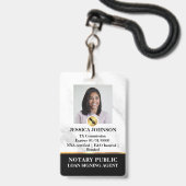 Marmer, Goud & Zwart Luxe Professionele Notaris ID Badge (Voorzijde met lanyard)