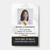 Marmer, Goud & Zwart Luxe Professionele Notaris ID Badge (Voorzijde)