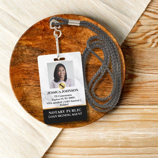 Marmer, Goud & Zwart Luxe Professionele Notaris ID Badge