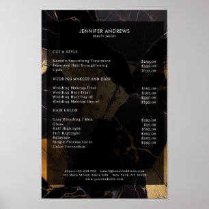 Marmer Goud Zwart Salon Prijslijst Poster