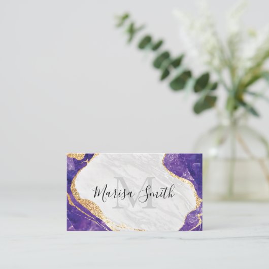 Marmer, Gouden Glitter Blauwe Steen Visitekaartje (Staand voorkant)