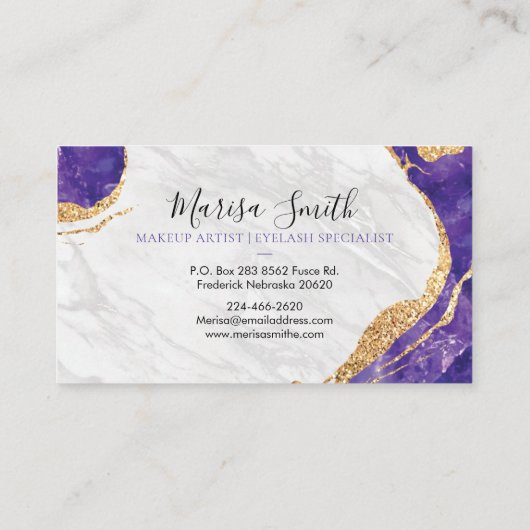 Marmer, Gouden Glitter Blauwe Steen Visitekaartje (Achterkant)