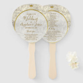 Marmer Gouden Huwelijksprogramma Handwaaier (Voorkant en achterkant)