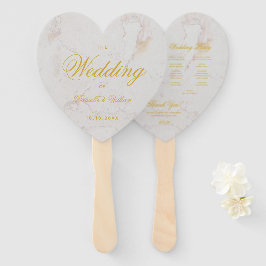Marmer Gouden Kalligrafie Hart Bruiloft Programma Handwaaier