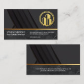 Marmer | Gouden metalen afwerking | Zwarte panelen Visitekaartje (Voorkant / Achterkant)