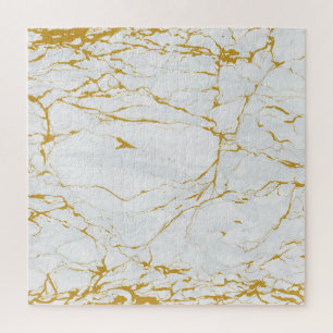 Marmer Gouden Textuur Naadloos Patroon Legpuzzel