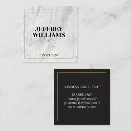 Marmer | Goudgrens Vierkante Visitekaartje (Voorkant / Achterkant)