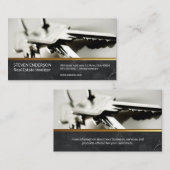 Marmer | Goudmetaalstrim | Sleutels Visitekaartje (Voorkant / Achterkant)