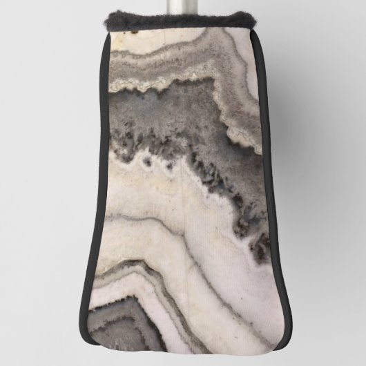 Marmer graniet textuur zwart wit grijs golfheadcover (Draai 90)