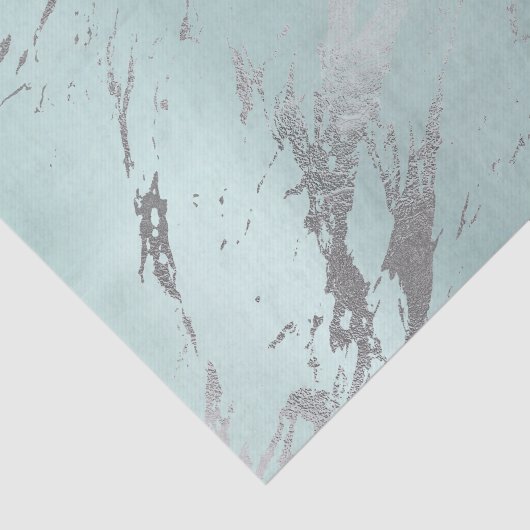 Marmer Gray Aqua Blue Metallic Silver Tissuepapier (Detail)