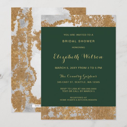 Marmer Green en Gold Vrijgezellenfeest Kaart (Voorkant / Achterkant)