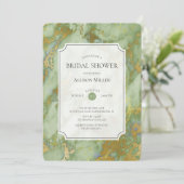 Marmer Green Gold Bridal Shower Kaart (Staand voorkant)