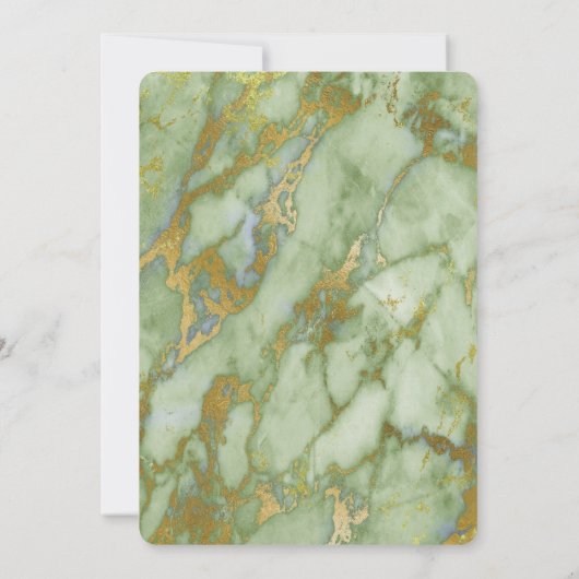 Marmer Green Gold Bridal Shower Kaart (Achterkant)