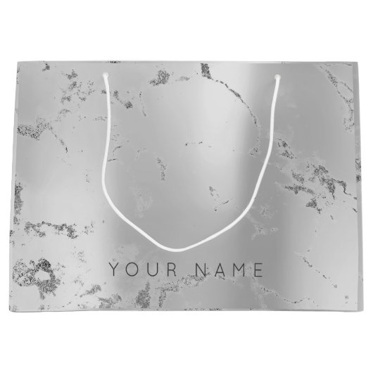 Marmer Grey Metallic Steel Lux Abstract Silver Large Cadeautasje (Voorkant)