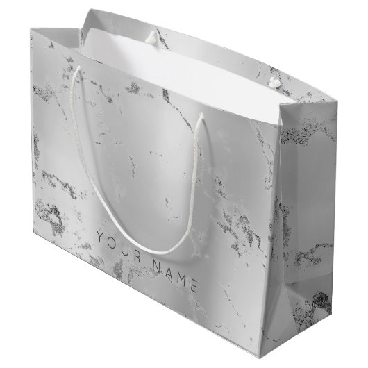 Marmer Grey Metallic Steel Lux Abstract Silver Large Cadeautasje (Achterkant Gekanteld)