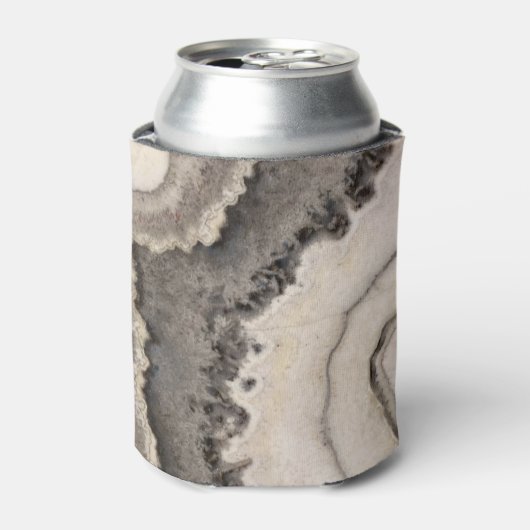 Marmer grijs graniet zwart wit agaat edelsteen blikjeskoeler (Blikje Voorkant)