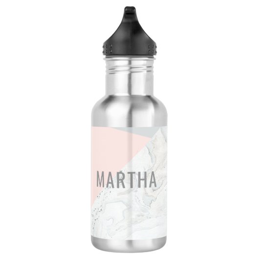 Marmer, grijs, roos goudroze moderne waterfles  (Rechts)