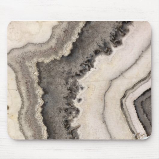 Marmer grijs zwart-wit gekleurd natuurgemsteen muismat (Voorkant)