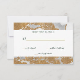 Marmer Groen en Goud Bruiloft rsvp Kaartje