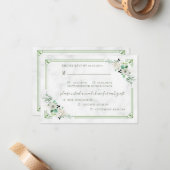 Marmer & Groene Bloem Drie Maaltijd Keuze RSVP-Kaa Notitiekaartje (Voorkant / Achterkant in situ)