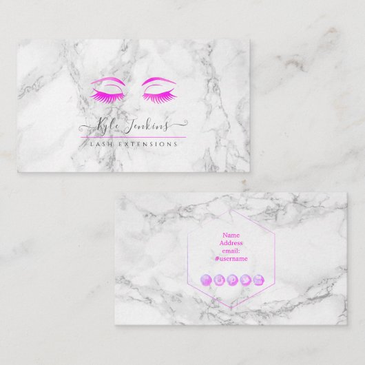 MARMER HEET ROZE OOGWIMPERS VISITEKAARTJE (Voorkant / Achterkant)