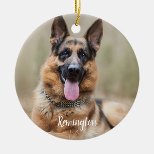 Marmer Herdenking Citaat Foto Dog Pet Memorial Keramisch Ornament (Voorkant)