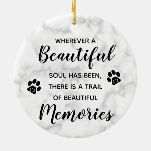 Marmer Herdenking Citaat Foto Dog Pet Memorial Keramisch Ornament (Achterkant)