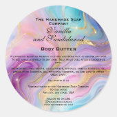 Marmer holografisch en gouden cosmetica pot label (Voorkant)