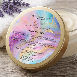 Marmer holografisch en gouden cosmetica pot label