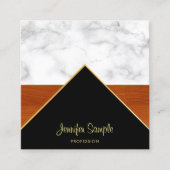 Marmer Hout Goud Luxe Elegant Professioneel Chic Vierkante Visitekaartje (Voorkant)