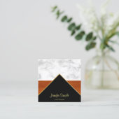 Marmer Hout Goud Luxe Elegant Professioneel Chic Vierkante Visitekaartje (Staand voorkant)