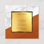 Marmer Hout Zwart Goud Vlak Elegant Luxe Vierkante Visitekaartje (Achterkant)