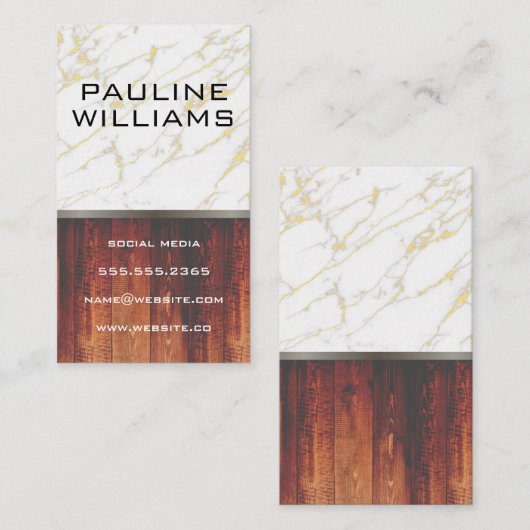 Marmer | Houten planken Visitekaartje (Voorkant / Achterkant)