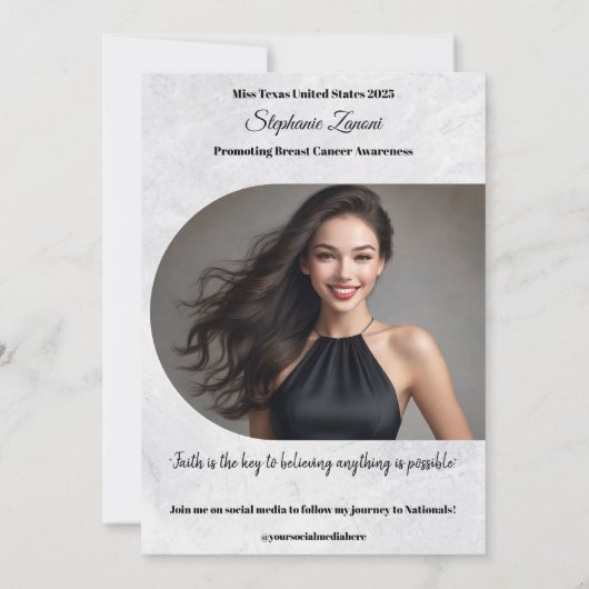 Marmer Ice Pageant Sash Autograph Kaart (Achterkant)